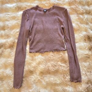 SHEIN Mauve Long Sleeve Ribbed Top